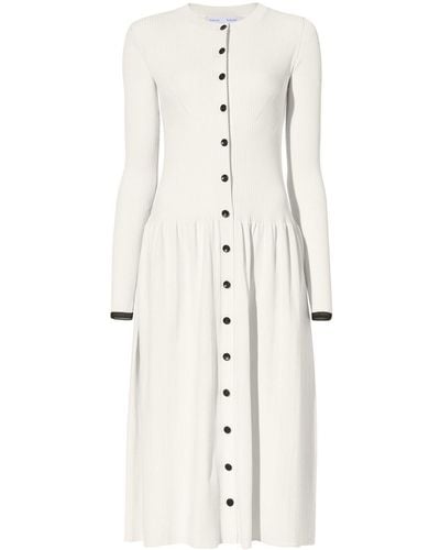 Proenza Schouler Ribbed-knit Buttoned Midi Dress - White