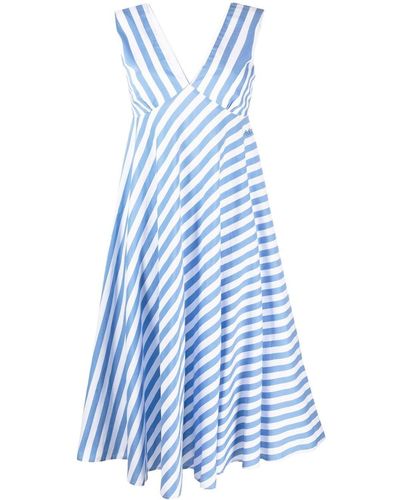 Semicouture Midi-jurk Met Empire Taille - Blauw