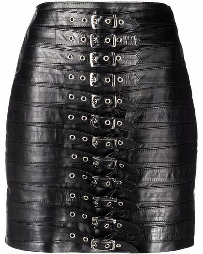 Manokhi Dita Leather Mini Skirt - Black