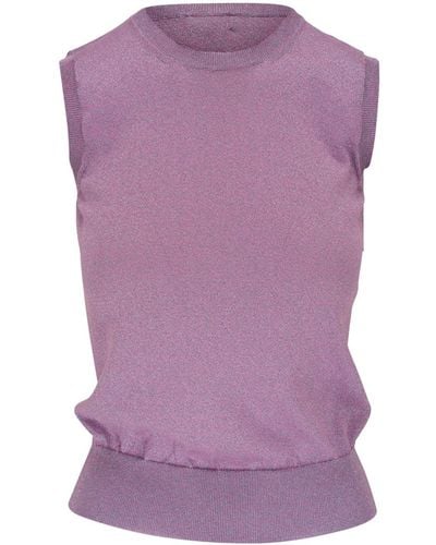 Etro Lurex-detail Silk-blend Vest - Purple