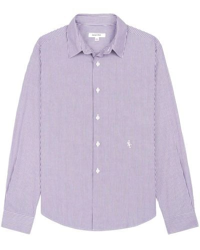 Sporty & Rich Logo-embroidered Striped Cotton Shirt - Purple