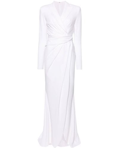 Talbot Runhof Robe mi-longue à design drapé - Blanc