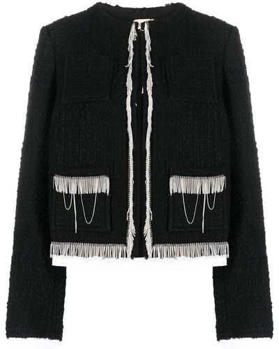 N°21 Bouclé Fringe-detail Tweed Jacket - Black