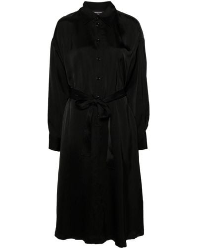 Fabiana Filippi Belted Satin Shirtdress - Black