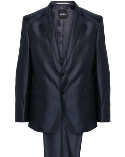 BOSS Single-breasted Wool Blend Suit - Blue