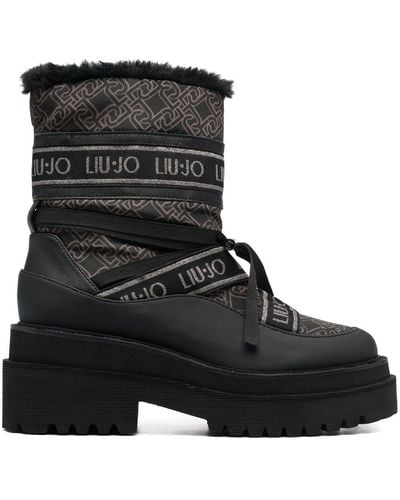 Liu Jo Monogram-print 70mm Ankle Boots - Black
