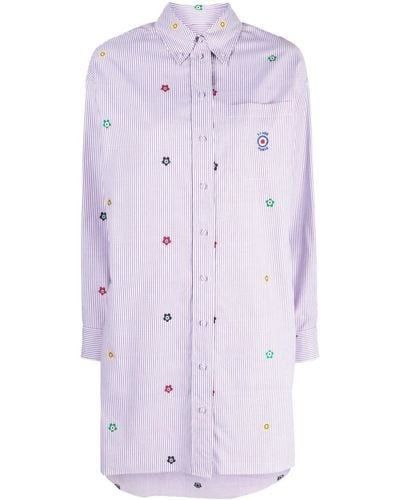 KENZO Design-embroidered Poplin Shirtdress - Purple