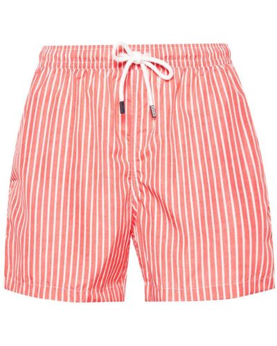 Fedeli Madeira Riga-pattern Swim Shorts - Pink