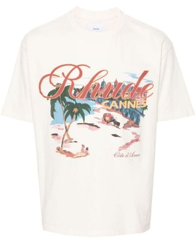 Rhude Camiseta Cannes Beach - Blanco