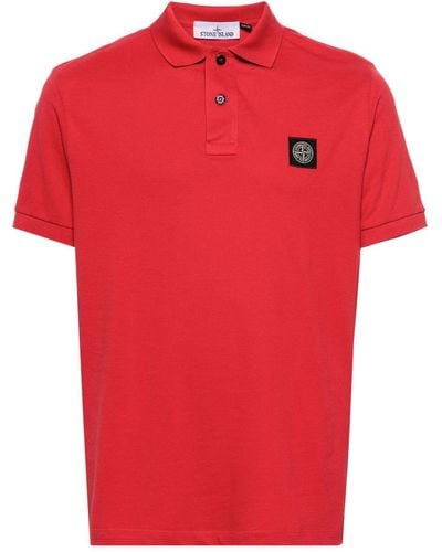 Stone Island Compass-motif Piqué Polo Shirt - Red