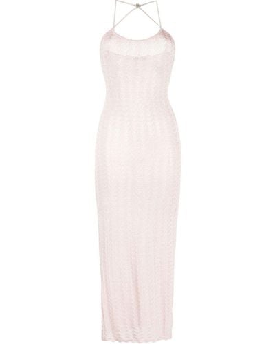 Alessandra Rich Crossover-strap Knitted Dress - White