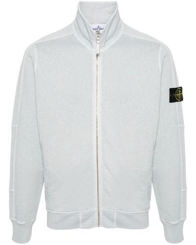 Stone Island Sweatshirtjacke mit Kompass-Motiv - Weiß