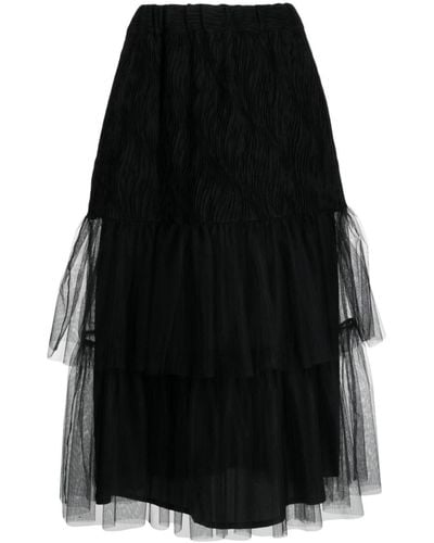 Noir Kei Ninomiya Tiered Tulle Midi Skirt - Black