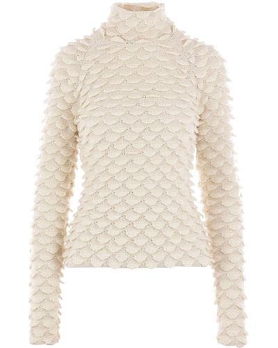 Bottega Veneta Fish Scale Wool Knitted Top - White