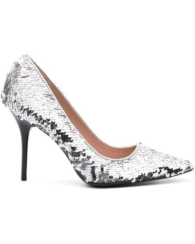 Love Moschino 100mm Sequin-embellished Court Shoes - White