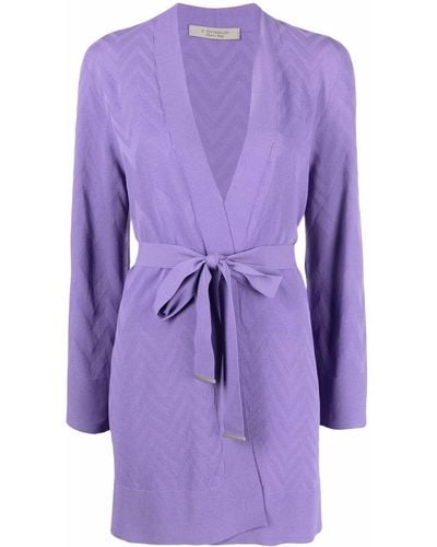D.exterior Tie-fastening Knitted Cardigan - Purple