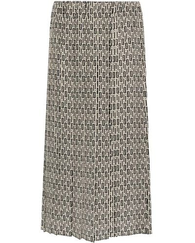 Fendi Graphic-print Silk Midi Skirt - Gray