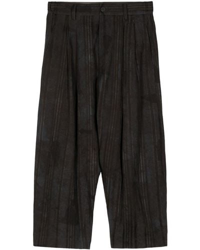 Ziggy Chen Striped Loose Fit Trousers - Black