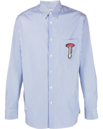 Lanvin Patch-detail Striped Shirt - Blue