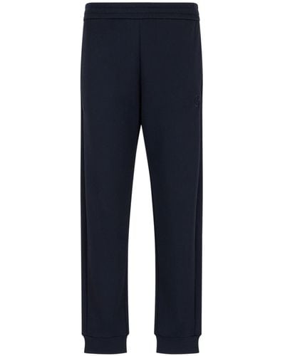 Giorgio Armani Logo-embroidered Elasticated-waistband Track Trousers - Blue