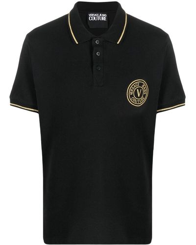 Versace Poloshirt mit Logo-Patch - Schwarz
