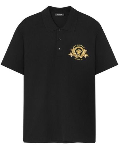 Versace Medusa Head Piqué Polo Shirt - Black