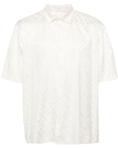 FAMILY FIRST Short-sleeves Brocade Shirt - White
