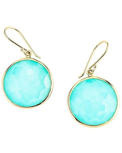 Ippolita 18kt Yellow Gold Lollipop Turquoise And Clear Quartz Earrings - Blue