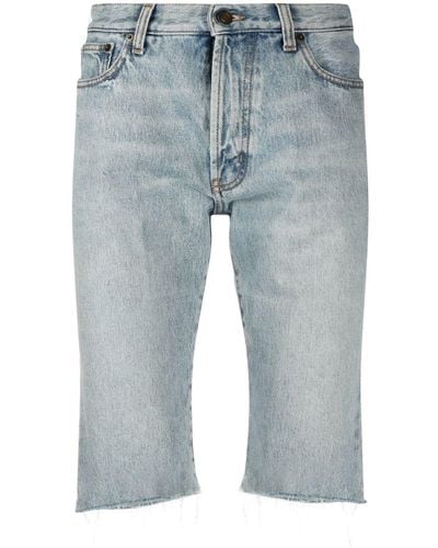 Saint Laurent Ausgefranste Jeans-Shorts - Blau