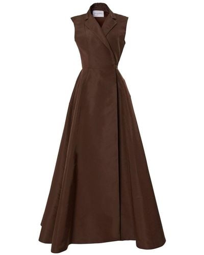 Carolina Herrera シルク イブニングドレス - ブラウン