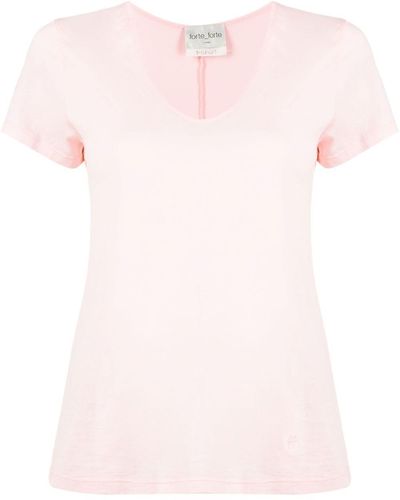 Forte Forte T-Shirt mit U-Ausschnitt - Pink