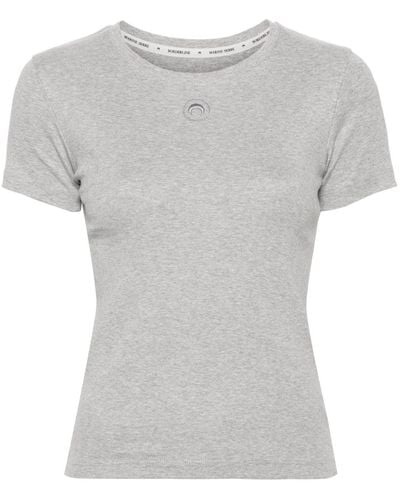 Marine Serre T-shirt en coton à logo Crescent Moon - Gris