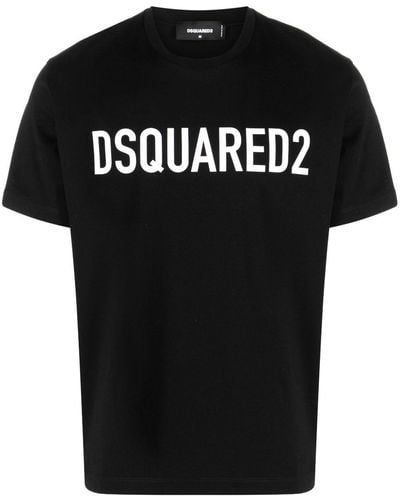 DSquared² T-shirt con lettering a contrasto in cotone - Nero