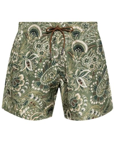 Etro Floral-print Elasticated-waistband Swim Shorts - Green