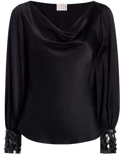 Cinq À Sept Sequin-embellished Silk Blouse - Black