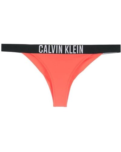 Calvin Klein Brazilians ロゴウエスト ビキニボトム - レッド