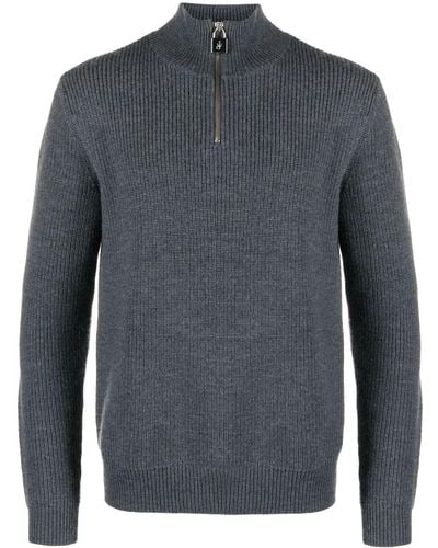 JW Anderson High-neck Ribbed-knit Sweater - Blue