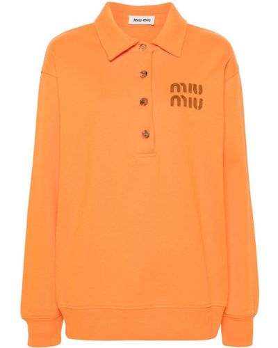 Miu Miu Logo-lettering Polo Sweatshirt - Orange