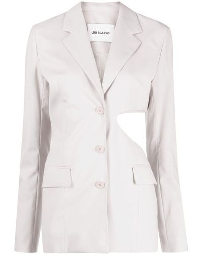Low Classic Single-breasted Cut-out Wool Blazer - Natural