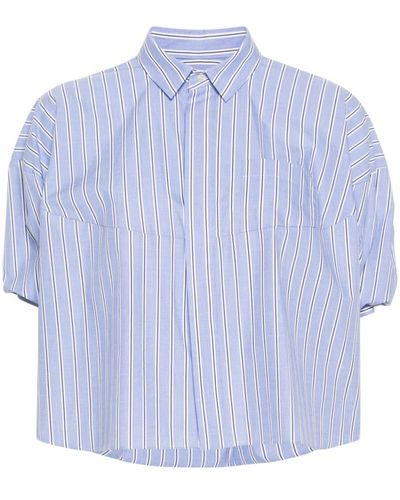 Sacai Gestreiftes Hemd aus Popeline - Blau