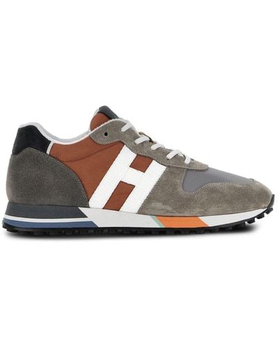 Hogan H383 Sneakers Met Vlakken - Bruin