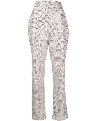 Saiid Kobeisy Sequin-embellished Straight-leg Pants - Gray