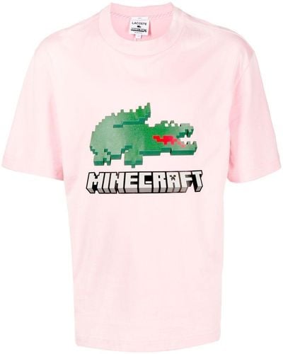 Lacoste Minecraft プリント Tシャツ - ピンク