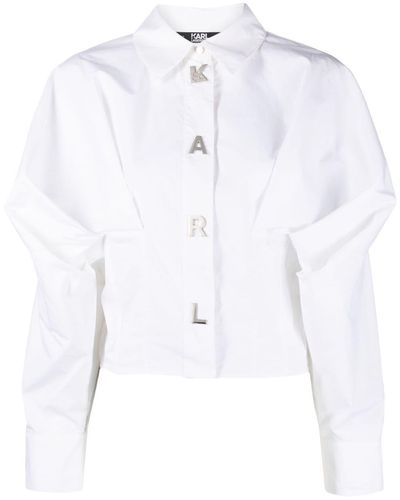 Karl Lagerfeld Chemise en coton biologique à motif Karl - Blanc