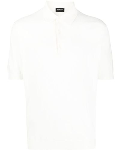 Zegna Plain Short-sleeved Polo Shirt - White
