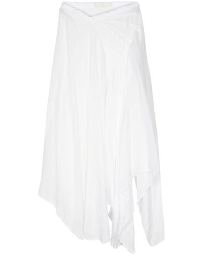 Marc Le Bihan Asymmetric Ramie Midi Skirt - White