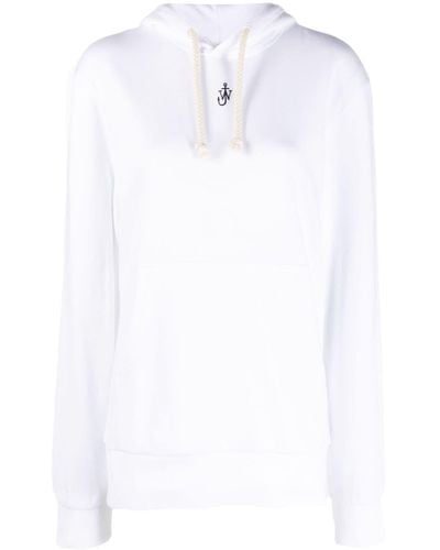 JW Anderson Logo-embroidered Cotton Blend Hoodie - White
