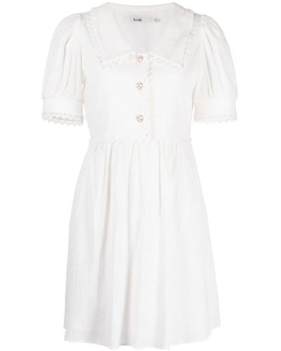 B+ AB Short-sleeve Textured Minidress - White