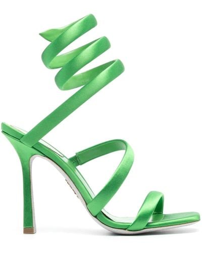 Rene Caovilla Cleopatra 105mm Satin Sandals - Green