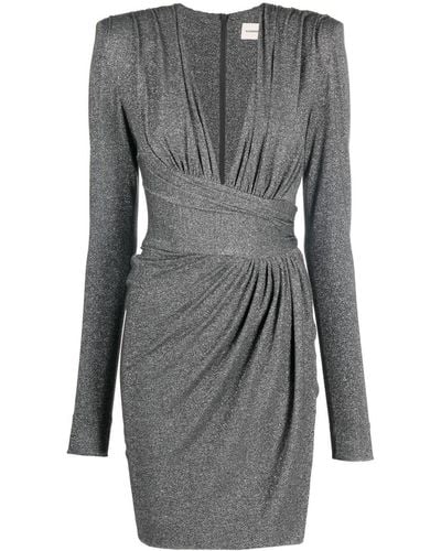 Alexandre Vauthier Metallic Draped Mini Dress - Gray